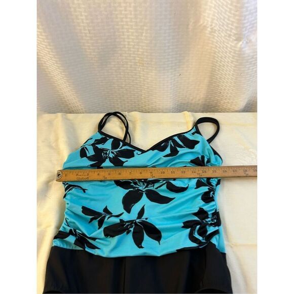 Trimshaper 14 slimming bathing suit large turquoise black swimsuit double straps - Picture 7 of 7
